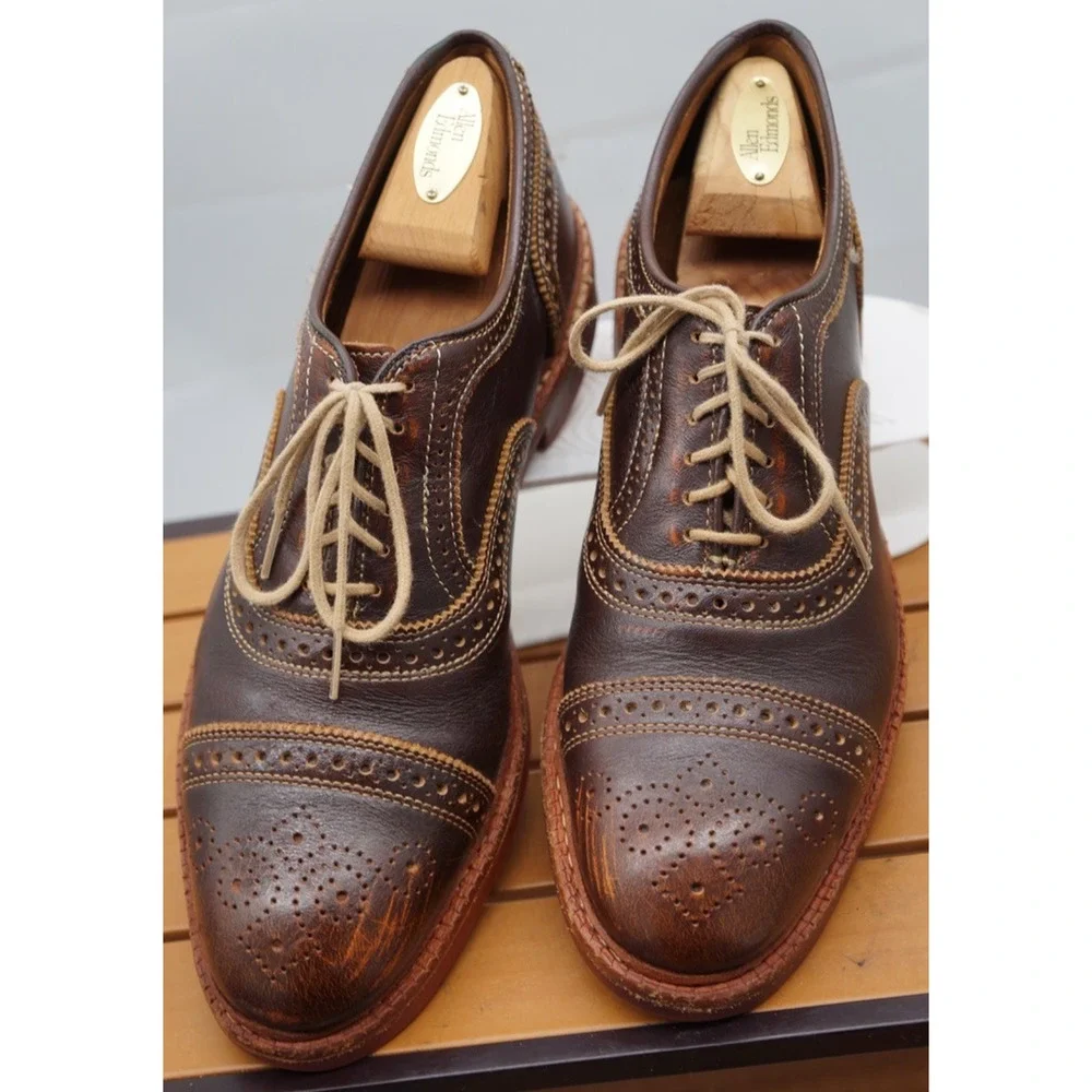 Allen Edmonds STRANDMOK Cap Toe Oxford Shoes w Dainite Rubber Sole Mens 10 D